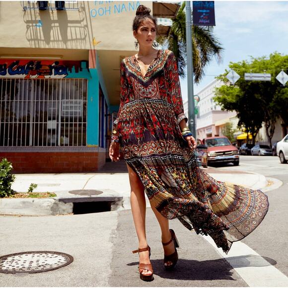 Camilla Dresses & Skirts - Camilla Long Gathered Panel Maxi Dress Paved In Paisley Size XS Preowned